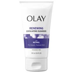 Olay Renewing Retinol Face Cleanser, Fragrance Free, 5 fl oz, Exfoliating Face Wash with Retinoid Complex