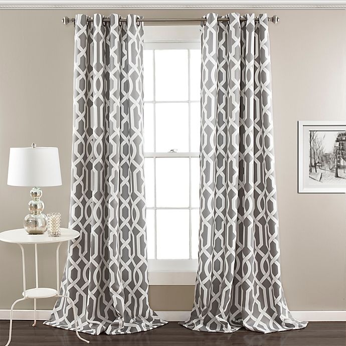 slide 1 of 1, Lush Décor Edward Trellis Room Darkening Window Curtain Panel Pair - Grey, 63 in