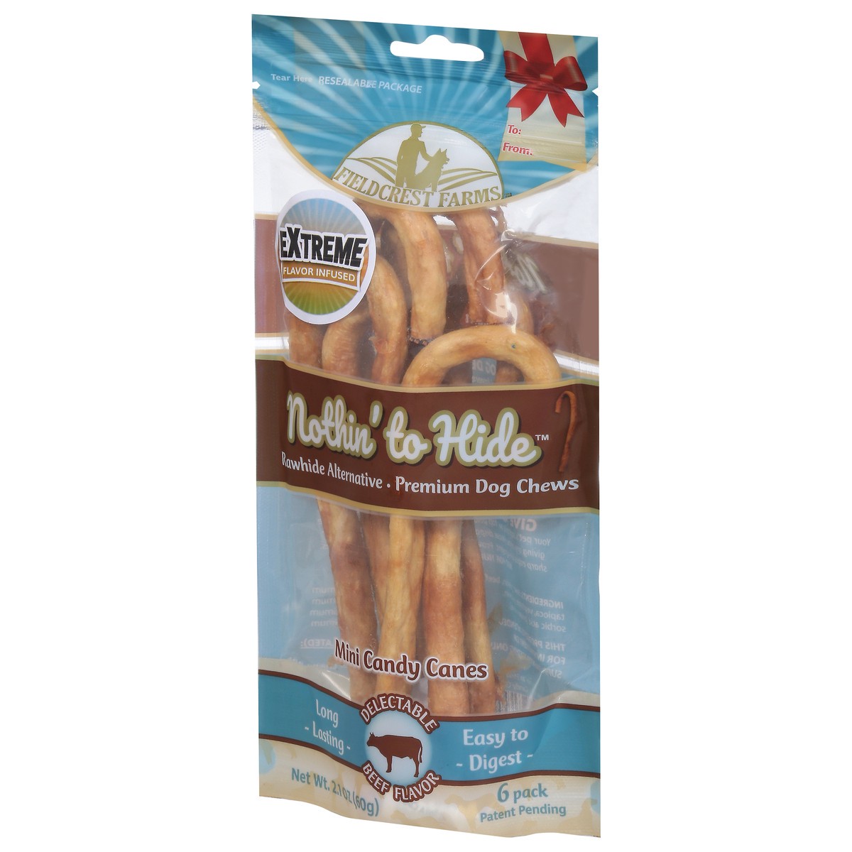 slide 5 of 9, Fieldcrest Farms Nothin' to Hide Mini Candy Canes Premium Beef Flavor Dog Chews 6 Pack 6 6 ea, 6 ct