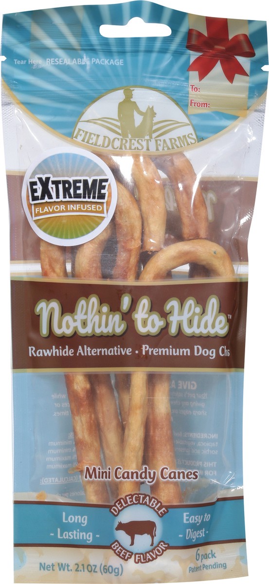 slide 4 of 9, Fieldcrest Farms Nothin' to Hide Mini Candy Canes Premium Beef Flavor Dog Chews 6 Pack 6 6 ea, 6 ct