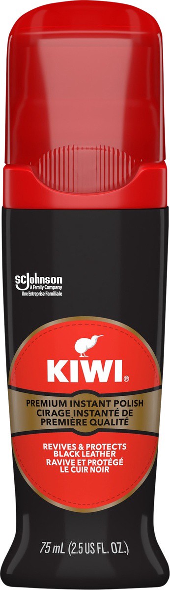 slide 5 of 5, KIWI Instant Shine & Protect, Black Liquid Shoe Polish, 2.5 oz (1 Bottle with Sponge Applicator), 1.7 oz