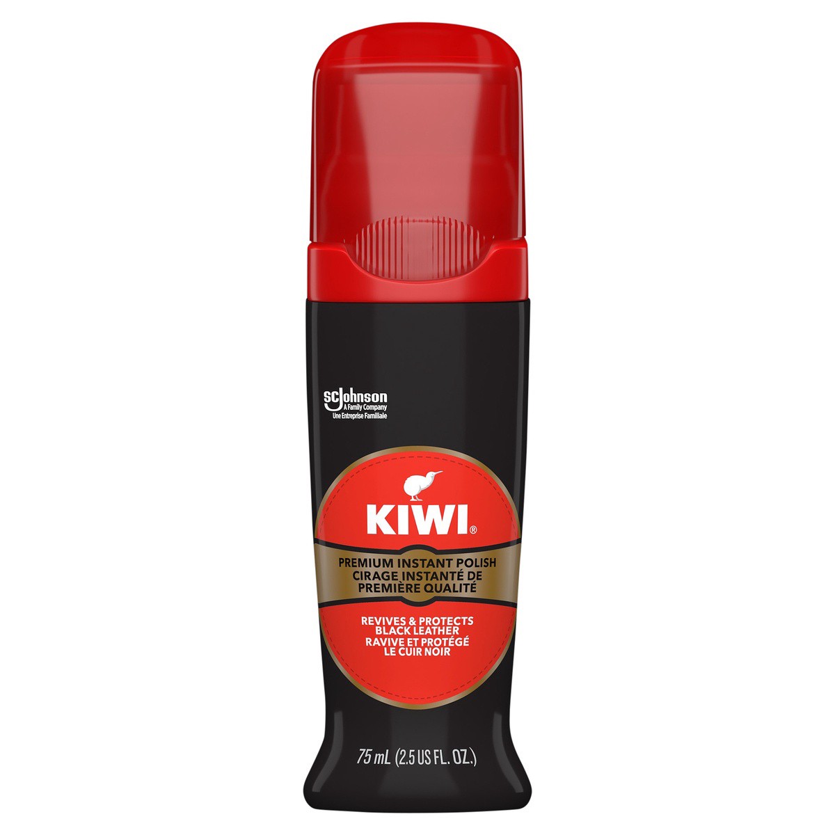 slide 1 of 5, KIWI Instant Shine & Protect, Black Liquid Shoe Polish, 2.5 oz (1 Bottle with Sponge Applicator), 1.7 oz