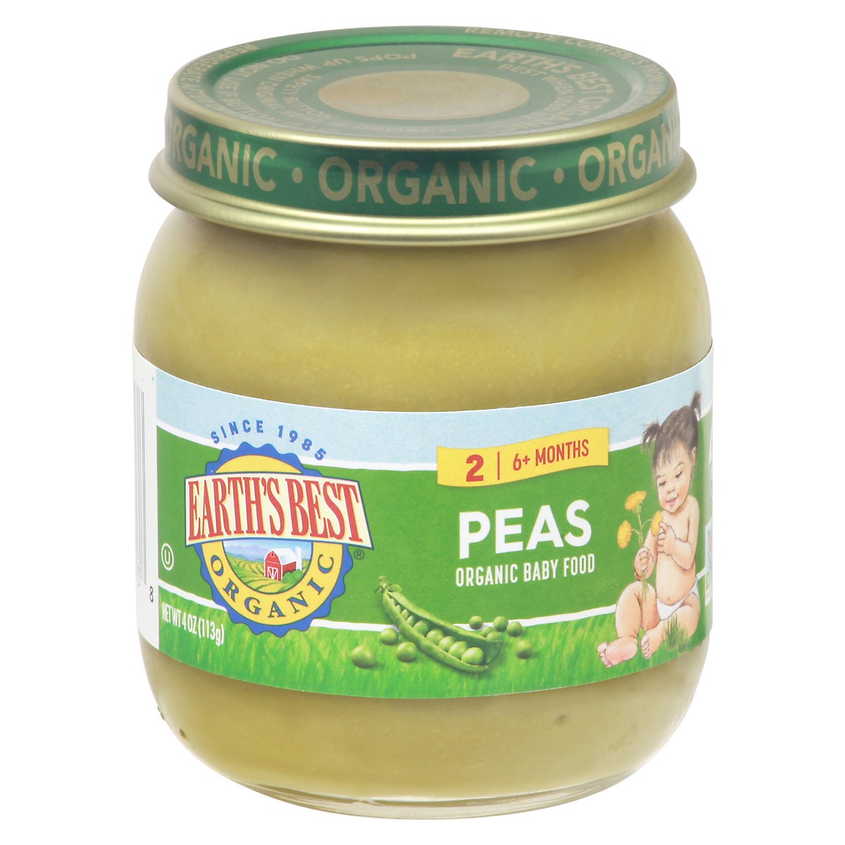 slide 2 of 9, Earth's Best Organic 2 (6+ Months) Peas Baby Food 4 oz, 4 oz