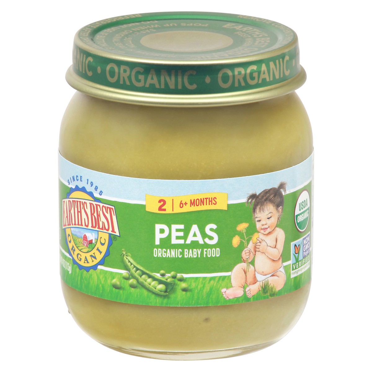 slide 1 of 9, Earth's Best Organic 2 (6+ Months) Peas Baby Food 4 oz, 4 oz