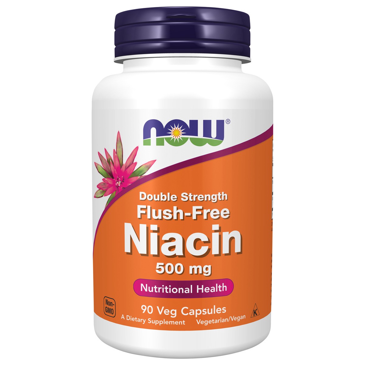 slide 1 of 8, NOW Niacin 500 mg, Double Strength Flush-Free - 90 Veg Capsules, 90 ct