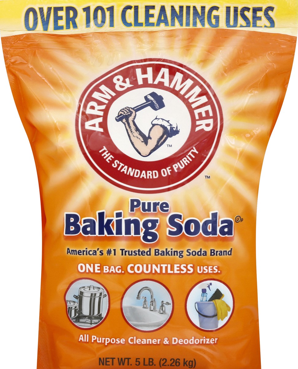 slide 4 of 6, ARM & HAMMER Pure Baking Soda, For Baking, Cleaning & Deodorizing, 5 lb Bag, 80 oz