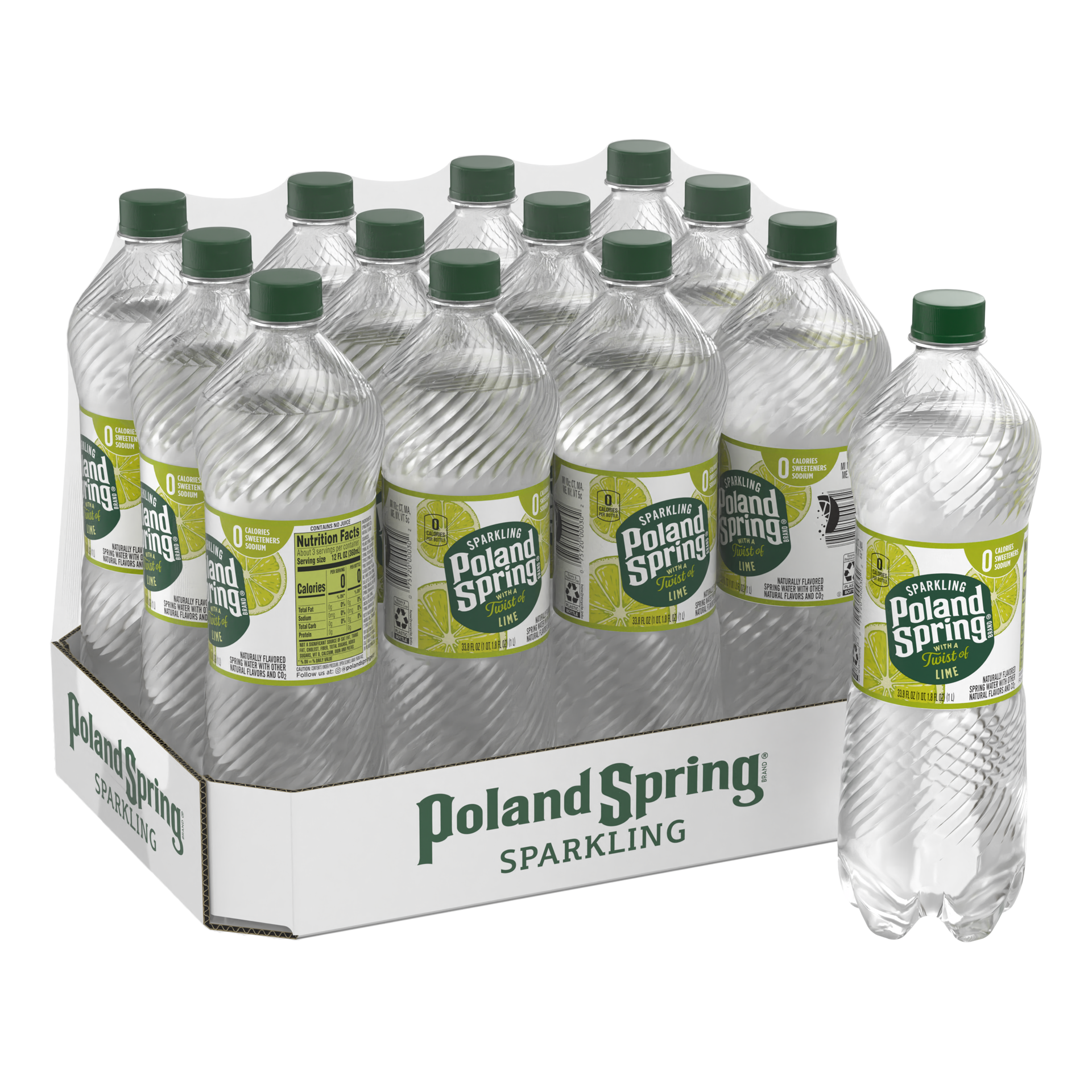 slide 5 of 5, Poland Spring Sparkling Water, Zesty Lime, 33.8 oz. Bottles (Pack of 12), 12 ct; 33.8 fl oz