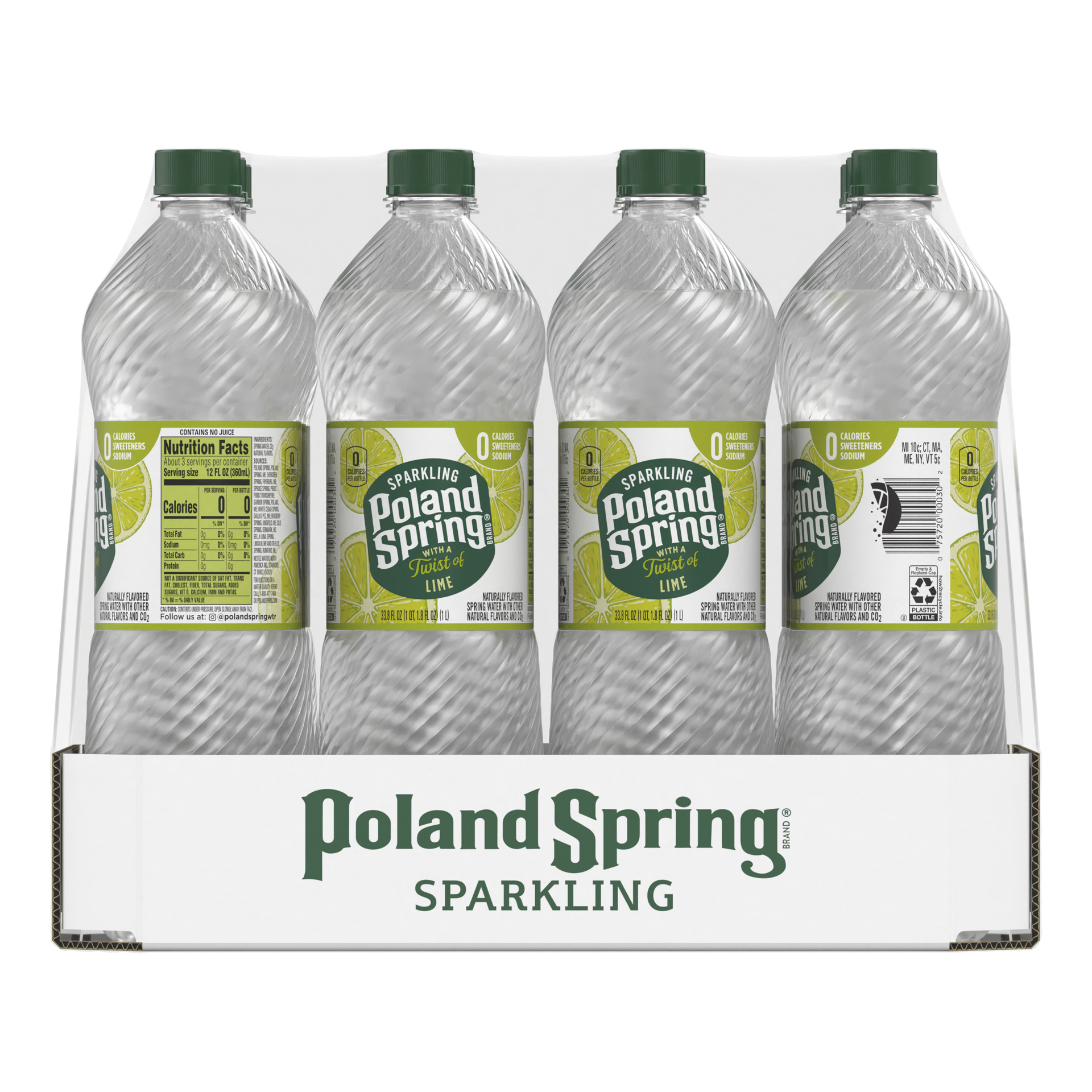 slide 4 of 5, Poland Spring Sparkling Water, Zesty Lime, 33.8 oz. Bottles (Pack of 12), 12 ct; 33.8 fl oz