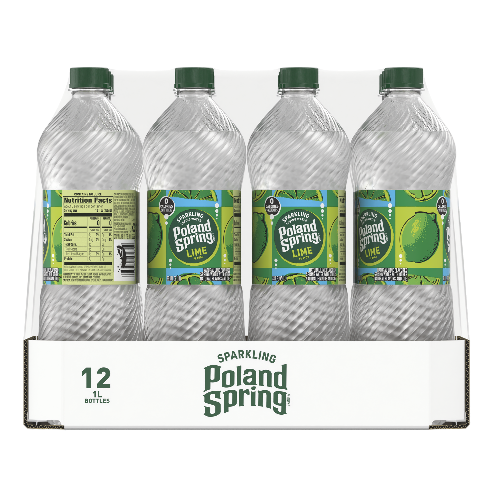 slide 1 of 5, Poland Spring Sparkling Water, Zesty Lime, 33.8 oz. Bottles (Pack of 12), 12 ct; 33.8 fl oz