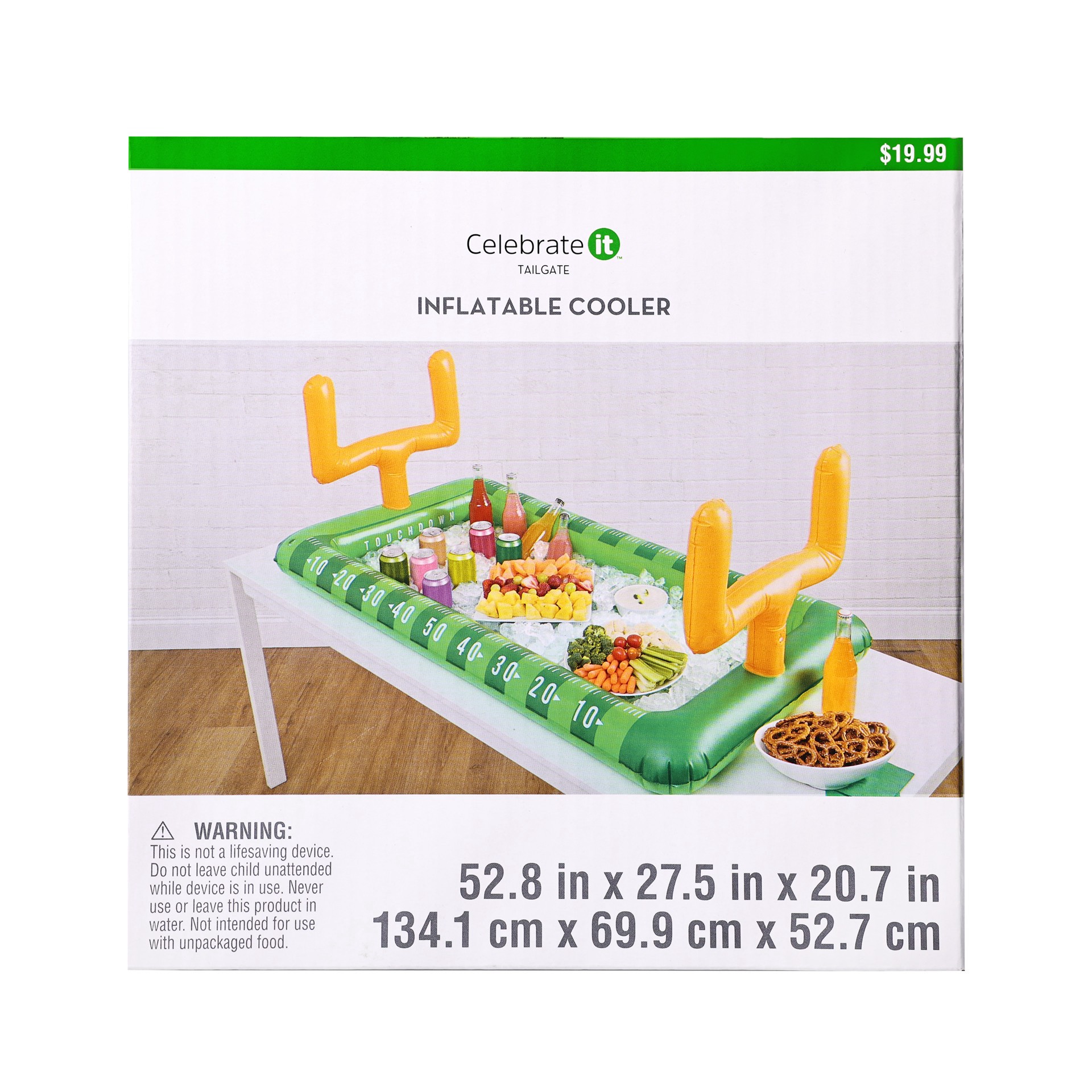 slide 3 of 3, 52.75" Inflatable Football Field Cooler By Celebrate It, 52.75 in