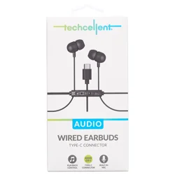 Techcellent In-ear Wired Type-C Earbuds - Black