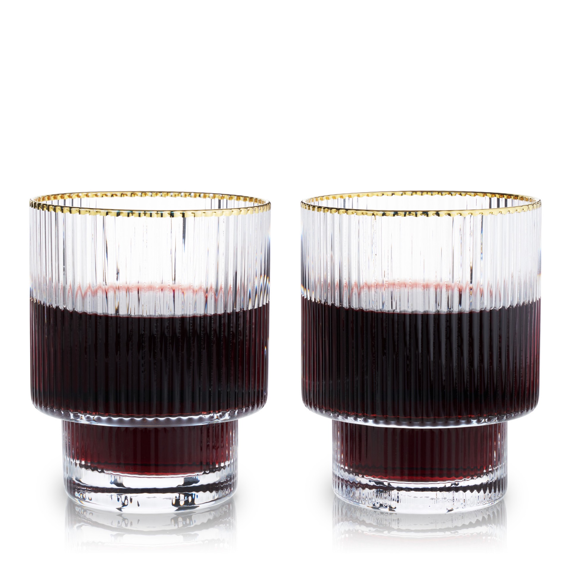 slide 4 of 5, Viski Meridian Tumbler, Gold Rimmed Cocktail Glass Set of 2, Lead-Free Crystal Barware, 12 oz Capacity, 2 ct