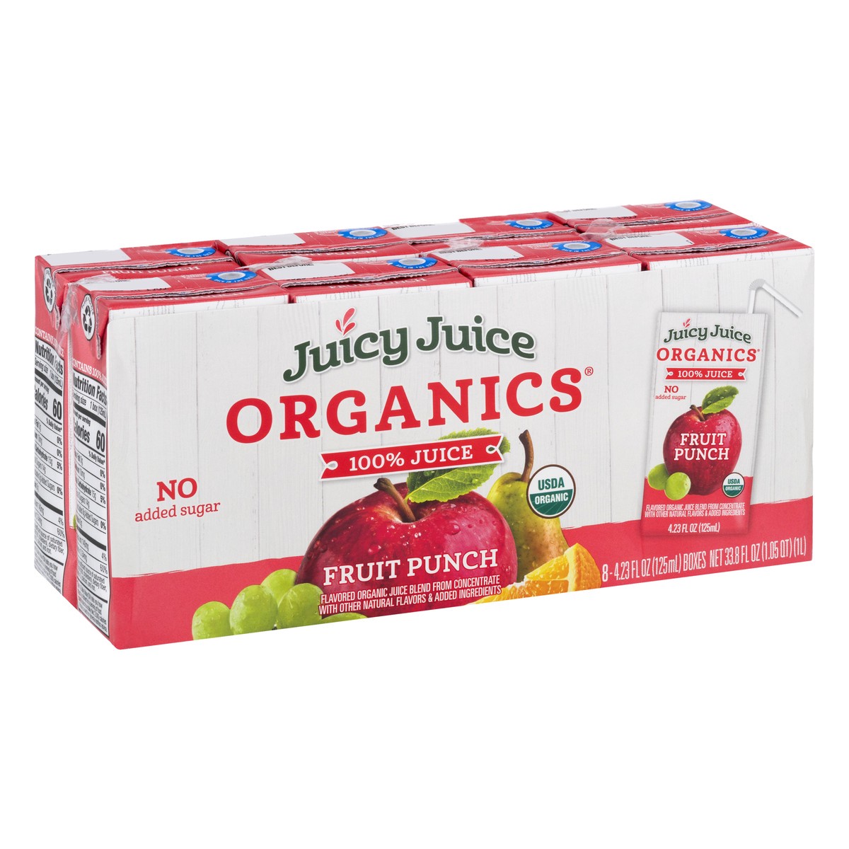 slide 3 of 13, Juicy Juice Organics 100% Juice, Fruit Punch, 8 Count, 4.23 FL OZ Juice Boxes, 4.23 fl oz