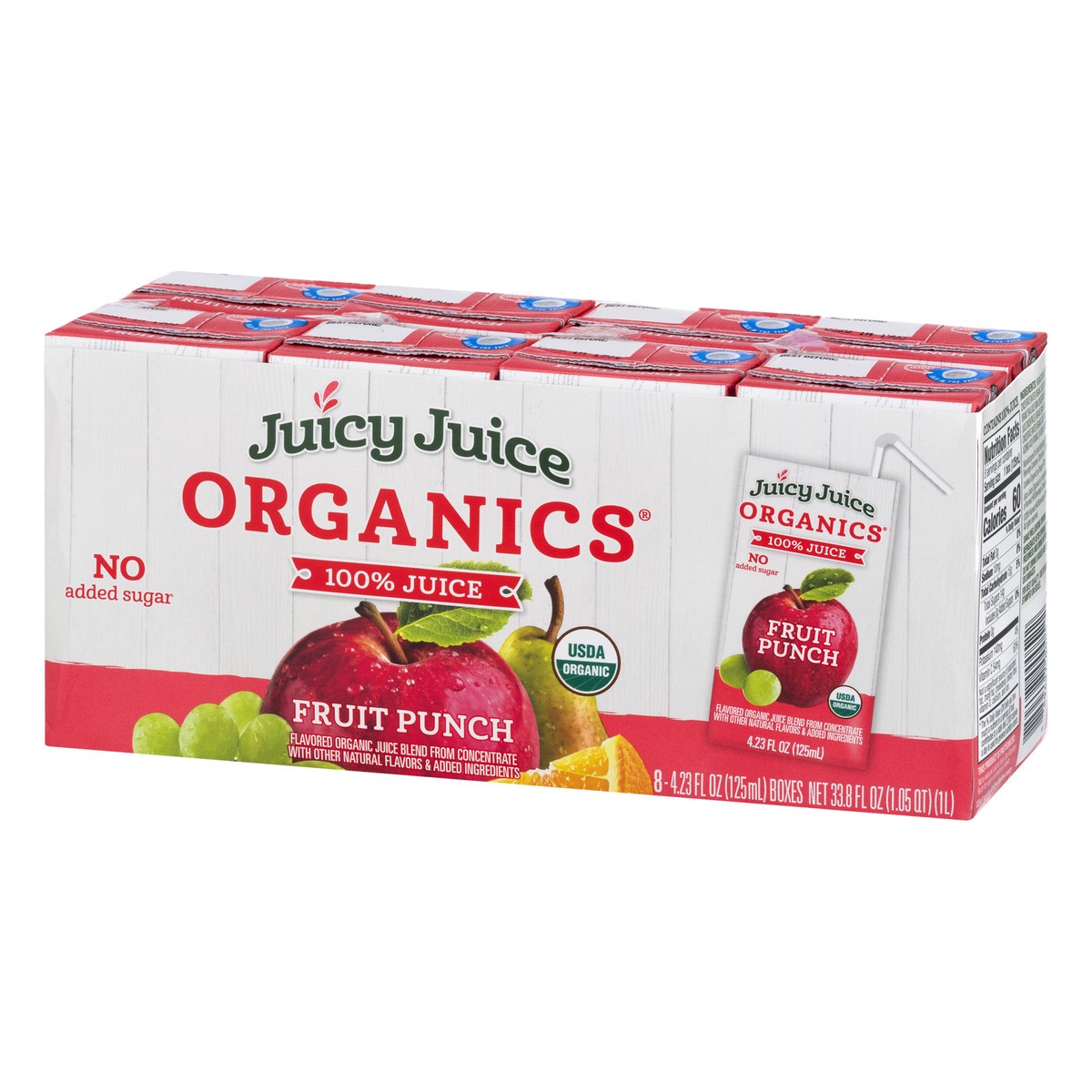 slide 7 of 13, Juicy Juice Organics 100% Juice, Fruit Punch, 8 Count, 4.23 FL OZ Juice Boxes, 4.23 fl oz