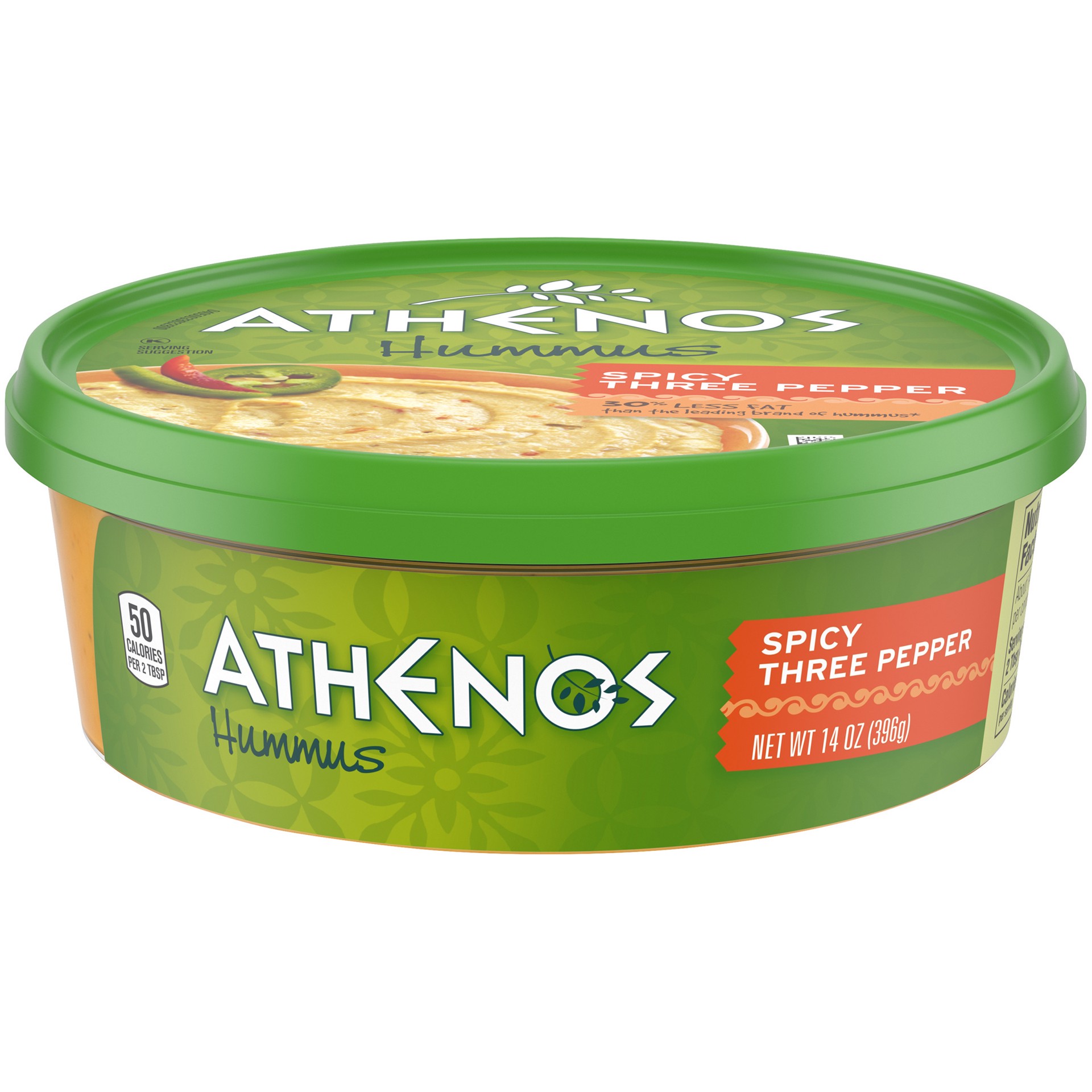 slide 1 of 5, Athenos Spicy Three Pepper Hummus, 14 oz Tub, 14 oz