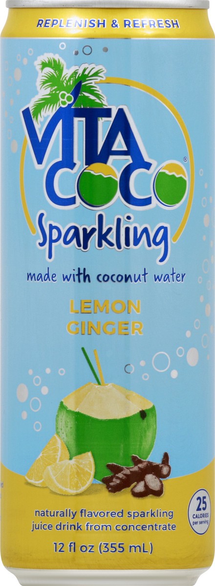 slide 7 of 8, Vita Coco Super Sparkling Coconut Water, Lemon Ginger, 12oz, 12 oz