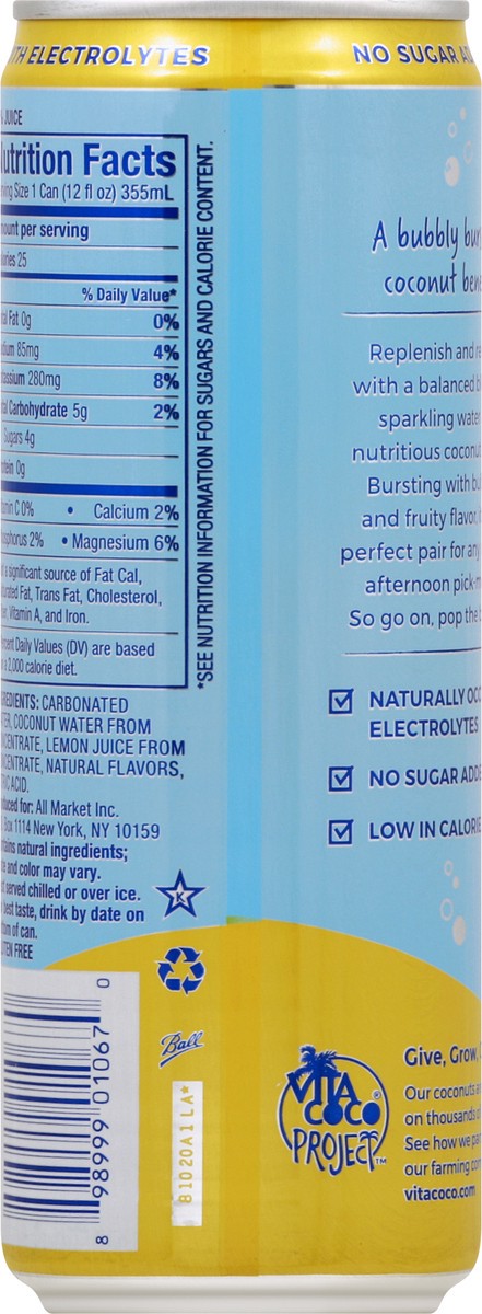 slide 8 of 8, Vita Coco Super Sparkling Coconut Water, Lemon Ginger, 12oz, 12 oz