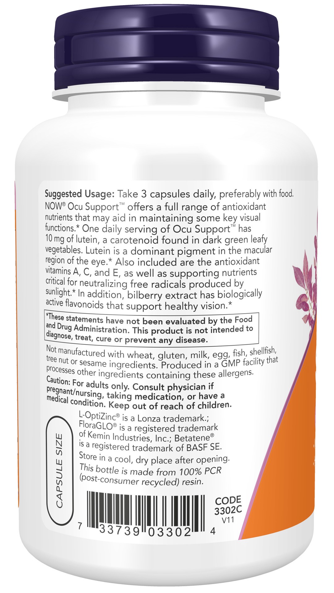 slide 4 of 4, NOW Ocu Support™- 120 Veg Capsules, 120 ct