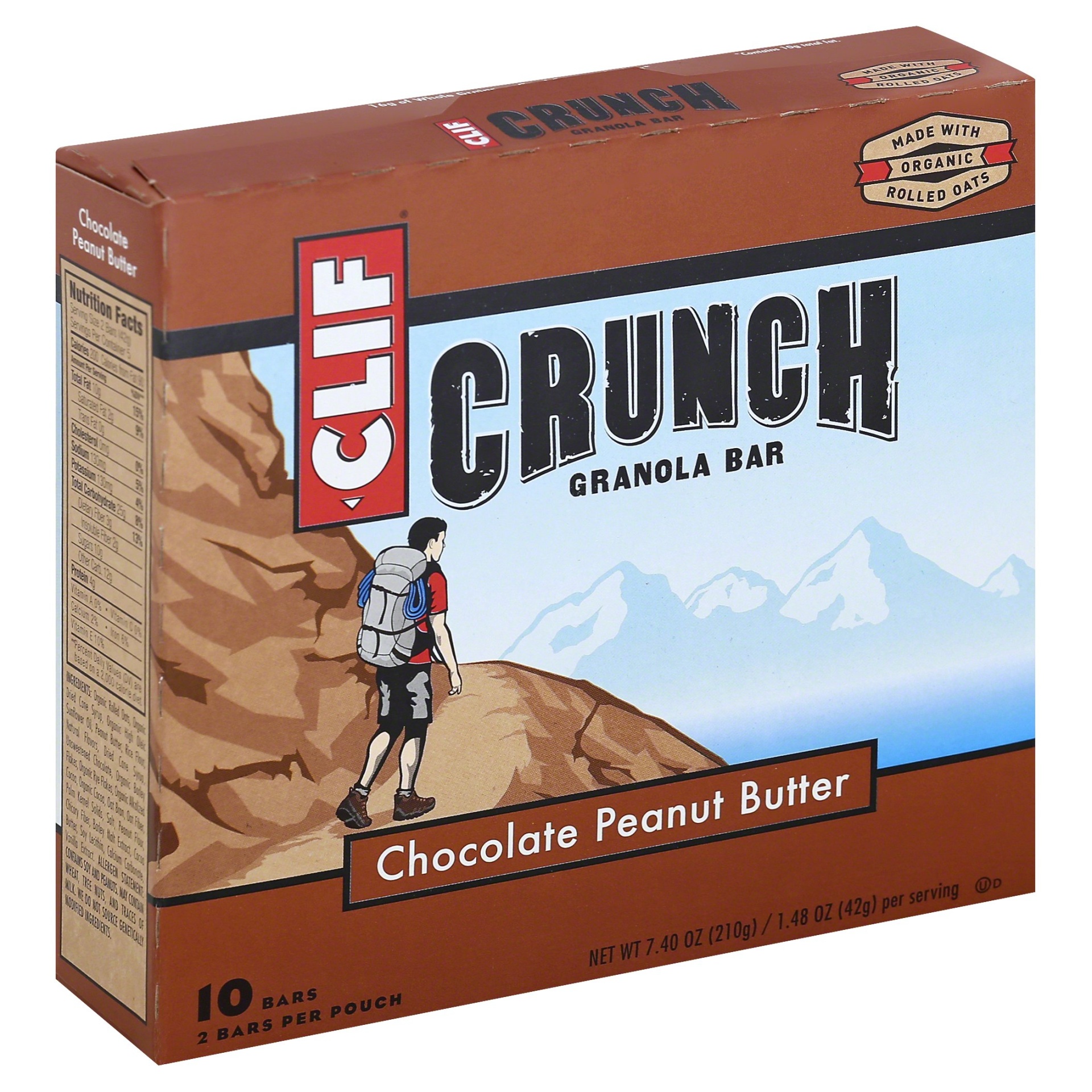 slide 1 of 4, CLIF Crunch Chocolate Peanut Butter Granola Bar, 10 ct; 0.74 oz