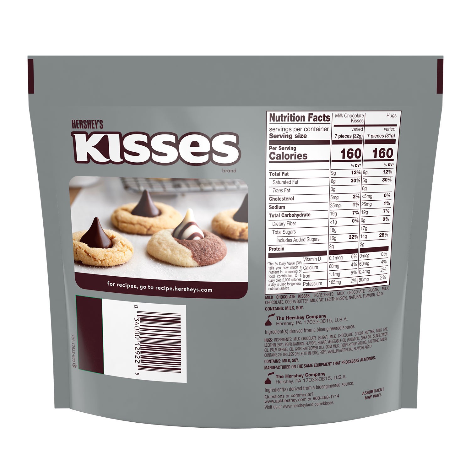 slide 6 of 6, Hershey's HUGS & KISSES Milk Chocolate and White Creme Candy Family Pack, 15.6 oz, 15.6 oz