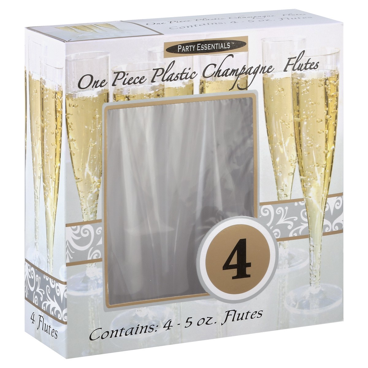 slide 4 of 5, Party Essentials Champagne Flutes, 4 ct