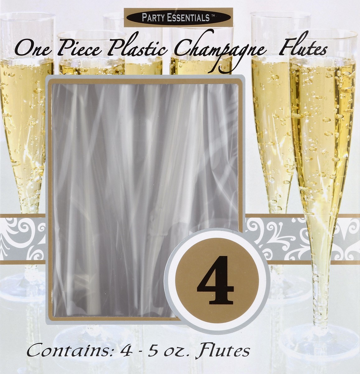 slide 1 of 5, Party Essentials Champagne Flutes, 4 ct