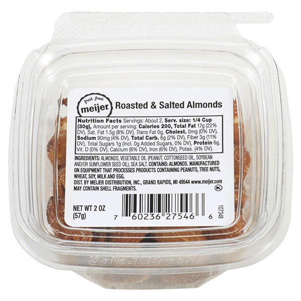 slide 1 of 1, Meijer Roasted & Sales Almonds, 2 oz