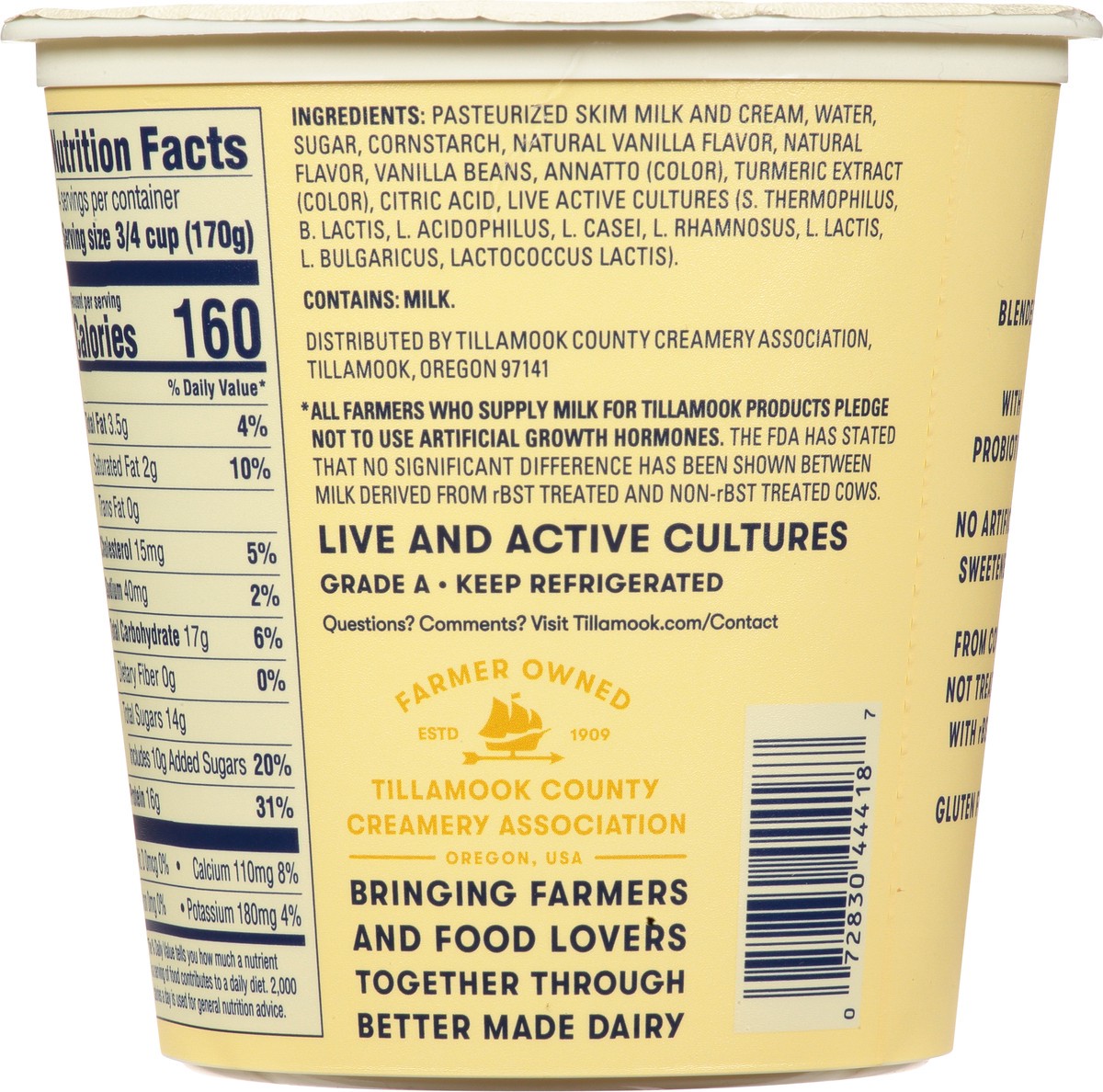 slide 7 of 11, Tillamook Lowfat Greek Old-Fashioned Vanilla Yogurt 24 oz, 24 oz