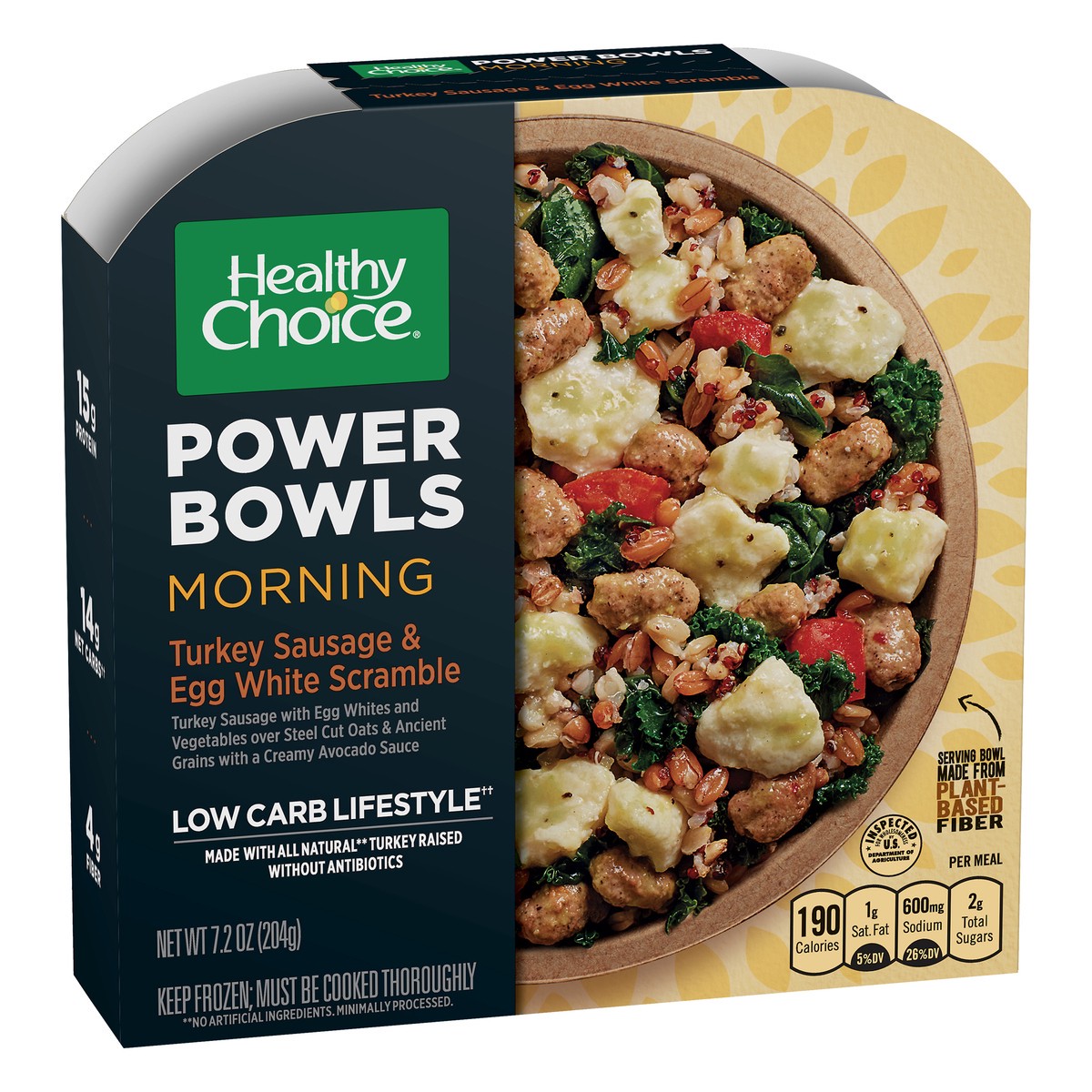 slide 12 of 12, Healthy Choice Power Bowls Morning Turkey Sausage & Egg White Scramble Turkey Sausage & Egg White Scramble 7.2 oz, 7.2 oz