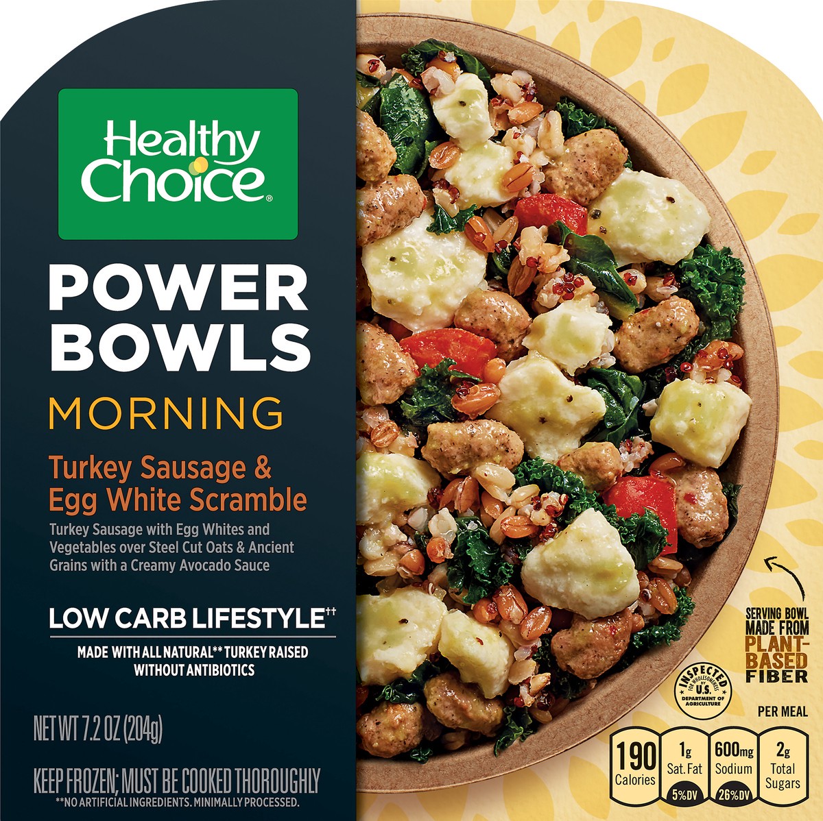 slide 1 of 12, Healthy Choice Power Bowls Morning Turkey Sausage & Egg White Scramble Turkey Sausage & Egg White Scramble 7.2 oz, 7.2 oz