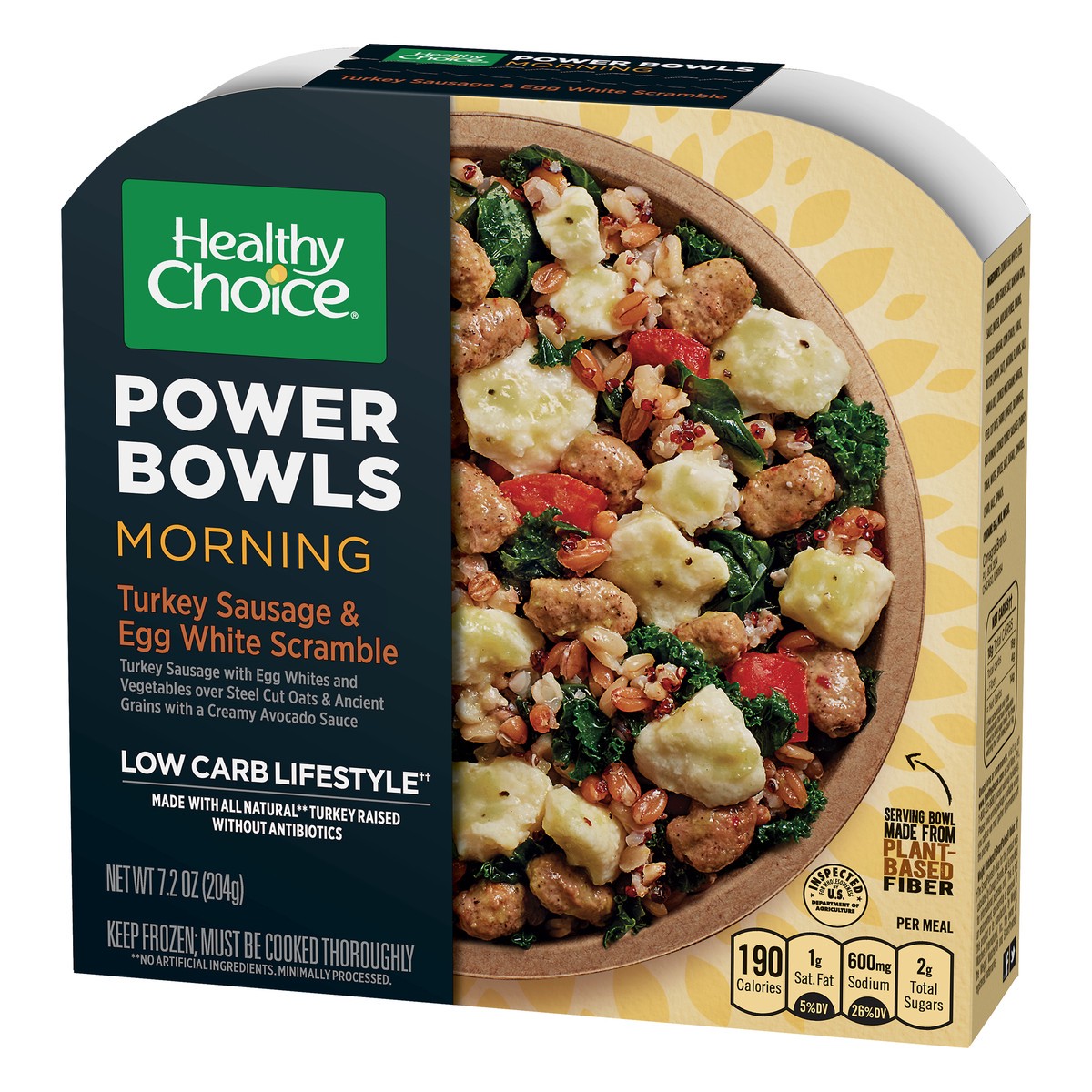 slide 3 of 12, Healthy Choice Power Bowls Morning Turkey Sausage & Egg White Scramble Turkey Sausage & Egg White Scramble 7.2 oz, 7.2 oz