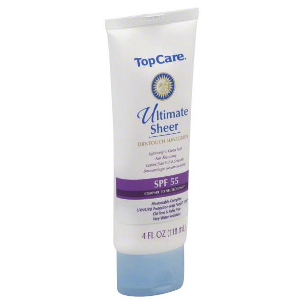 slide 1 of 6, TopCare Ultimate Sheer Dry Touch Sunscreen Lotion SPF 55, 4 fl oz