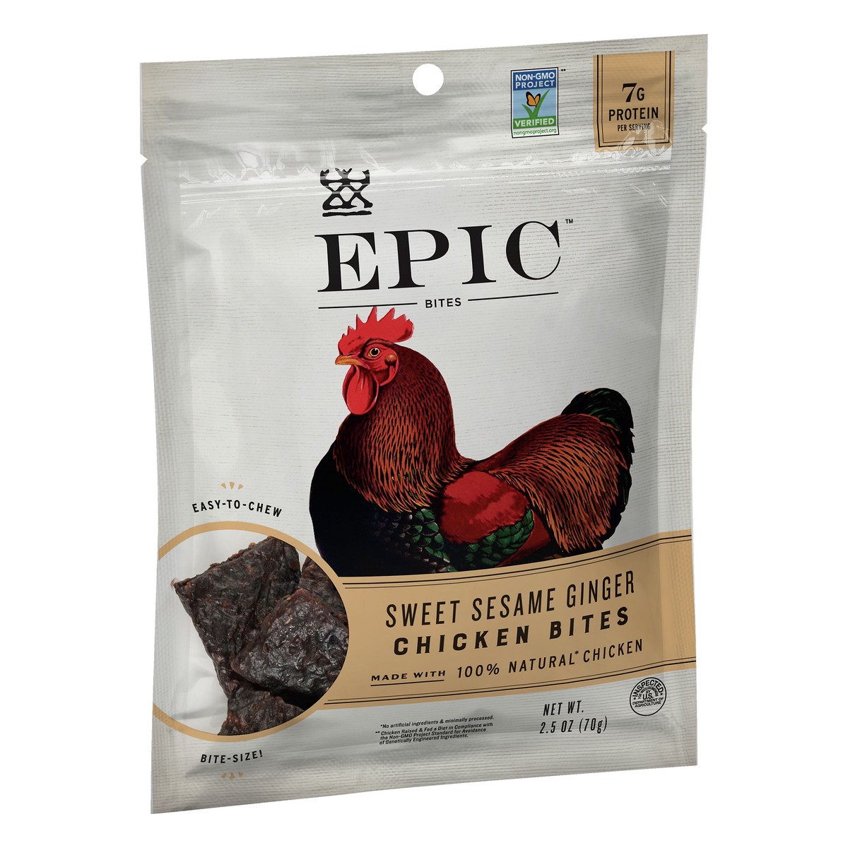 slide 6 of 10, Epic Sesame Ginger Chicken Jerky Bites, 2.5 oz