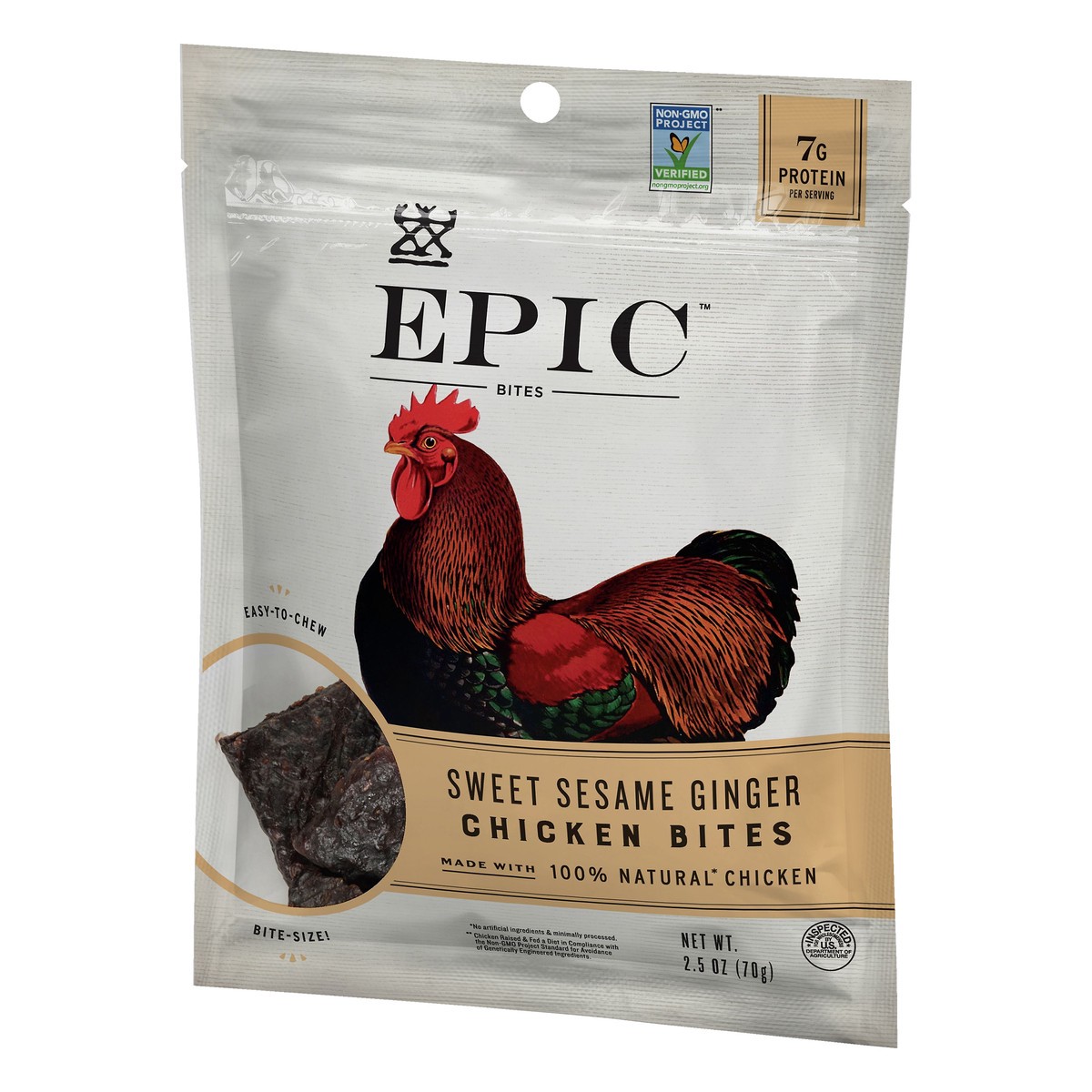 slide 9 of 10, Epic Sesame Ginger Chicken Jerky Bites, 2.5 oz