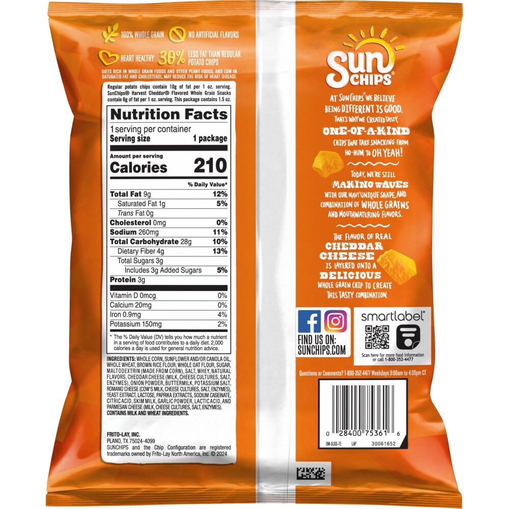 slide 2 of 2, Sunchips Harvest Cheddar Whole Grain Snacks, 1.5 oz