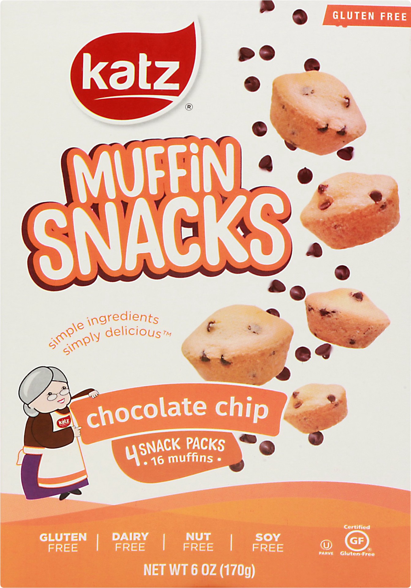 slide 1 of 5, Katz Muffin Snacks - Chocolate Chip, 1 ct