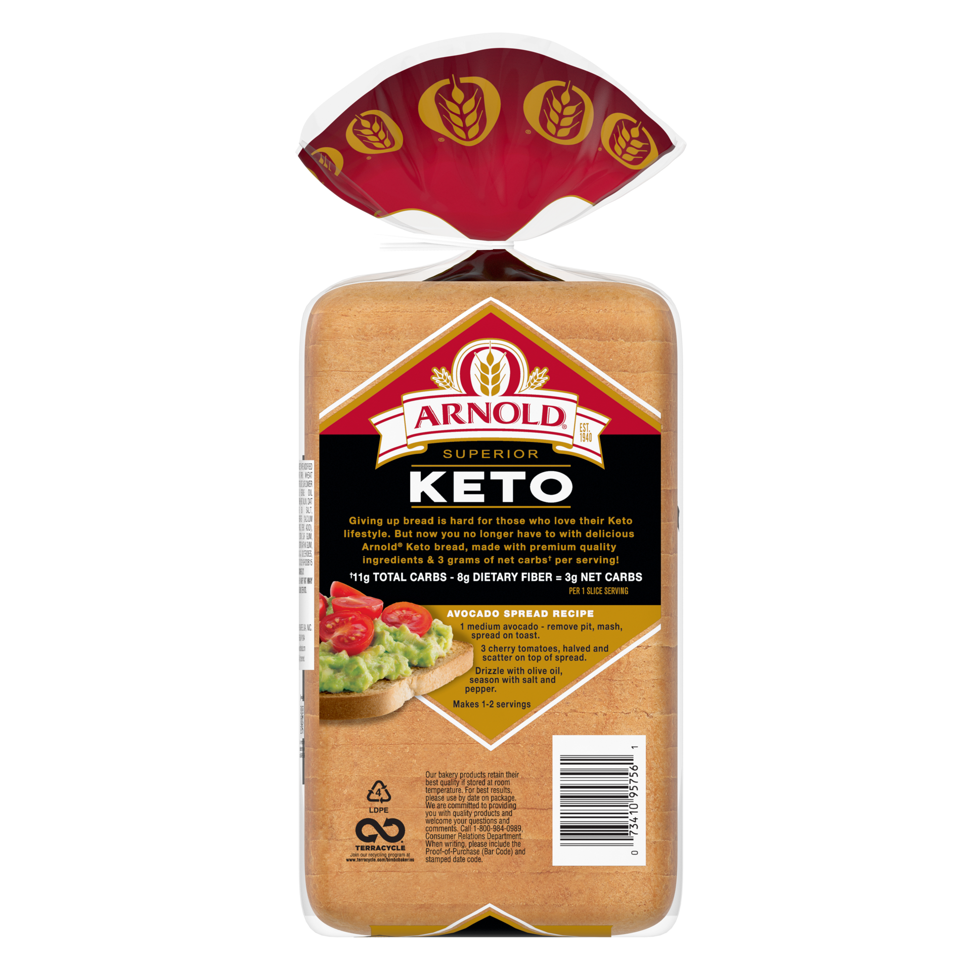 slide 2 of 5, Arnold Superior Keto Bread, 20 oz, 20 oz