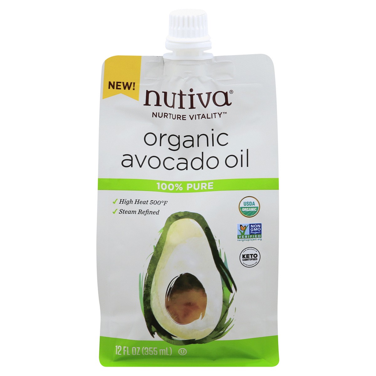 slide 13 of 13, Nutiva Nurture Vitality Organic 100% Pure Avocado Oil 12 oz, 12 oz