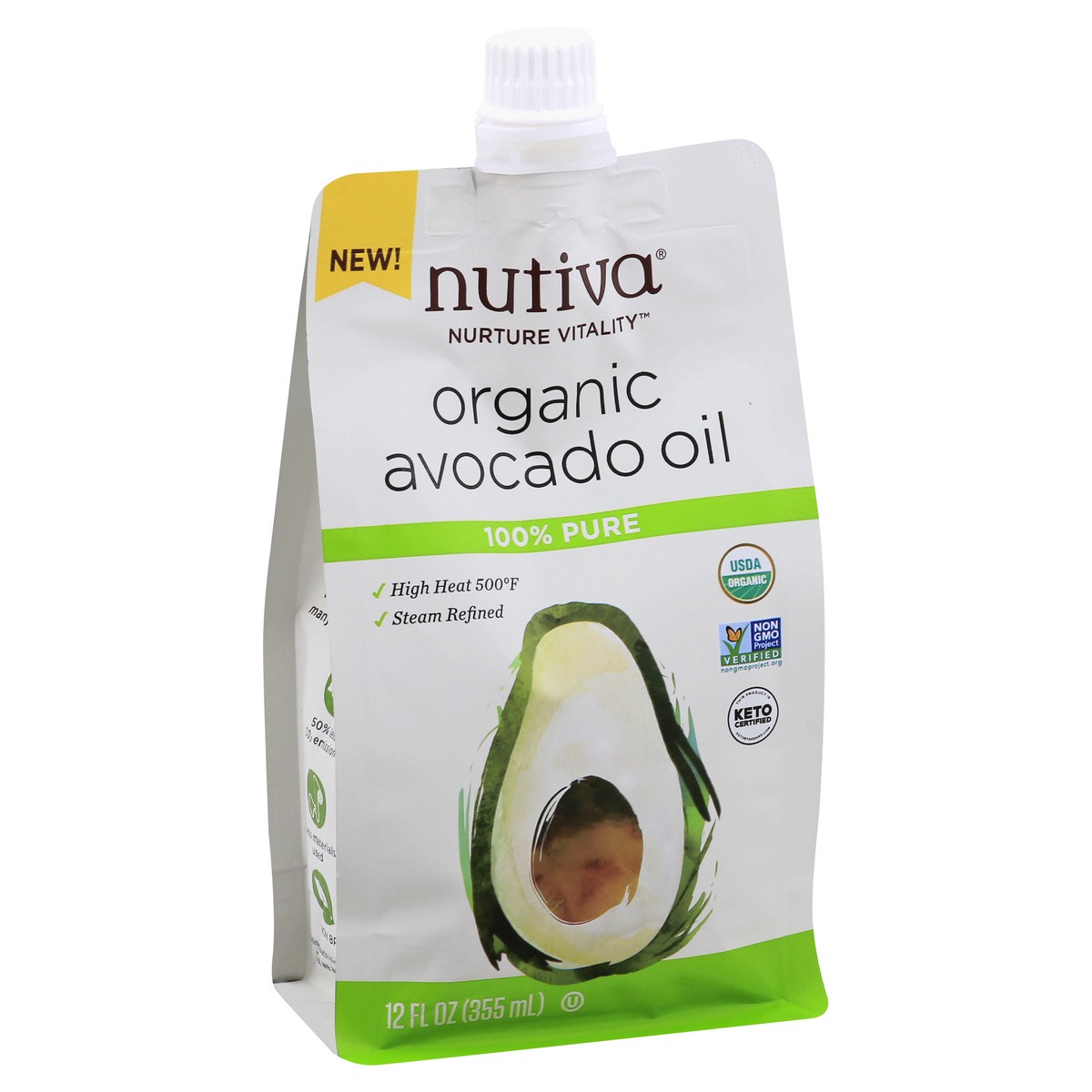 slide 4 of 13, Nutiva Nurture Vitality Organic 100% Pure Avocado Oil 12 oz, 12 oz
