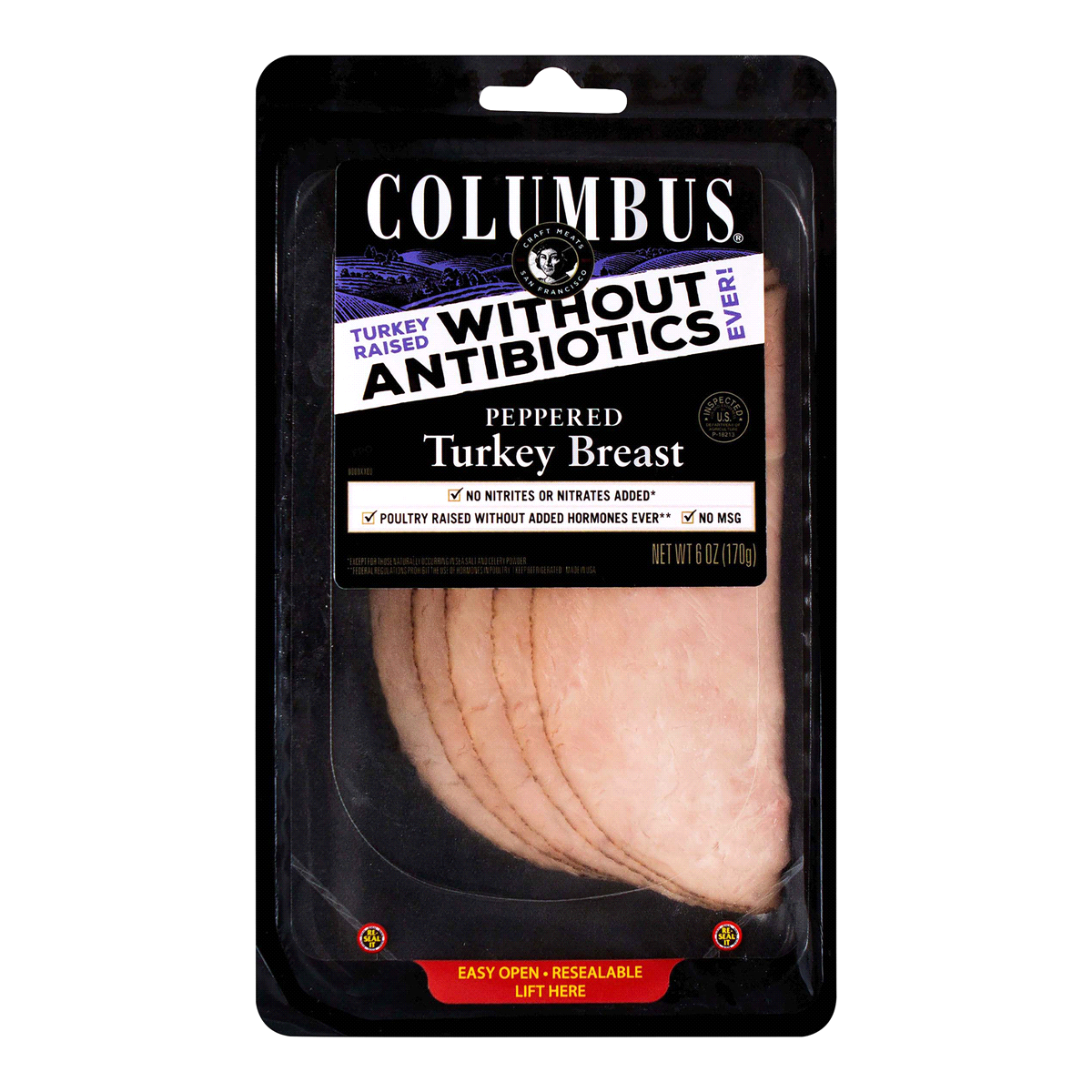 slide 1 of 1, Columbus Craft Meats Peppered Turkey Breast, 6 oz