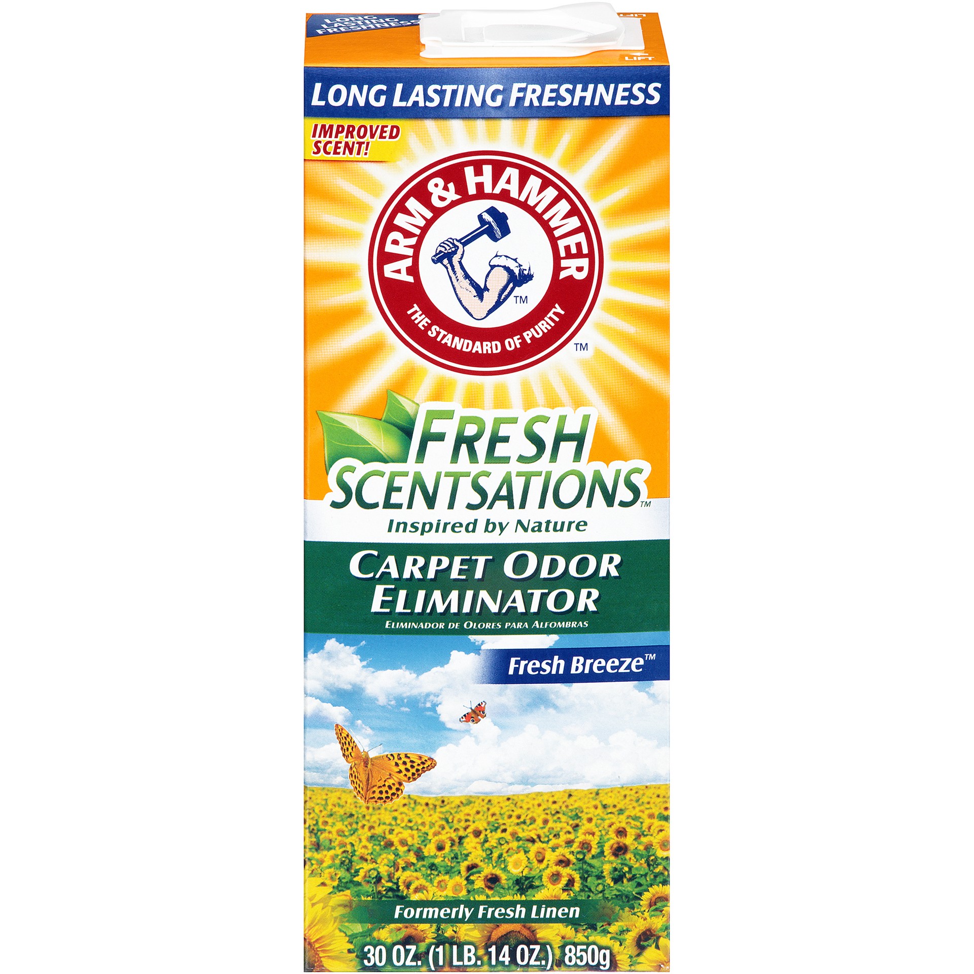 slide 1 of 9, Arm & Hammer Carpet Odor Elimantor, Fresh Breeze 30 oz., 30 oz