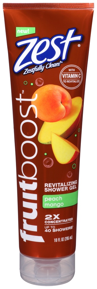 slide 1 of 7, Zest Fruitboost Peach Mango 2x Concentrated Revitalizing Shower Gel, 10 fl oz