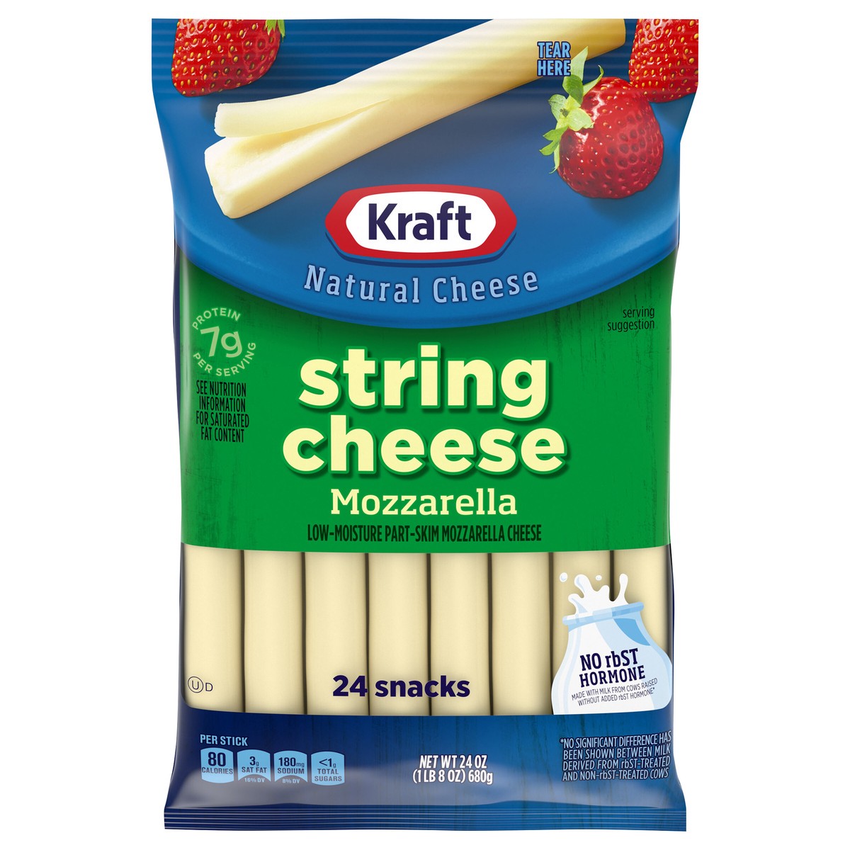 slide 1 of 8, Kraft String Cheese Mozzarella Cheese Snacks, 24 ct Sticks, 24 ct