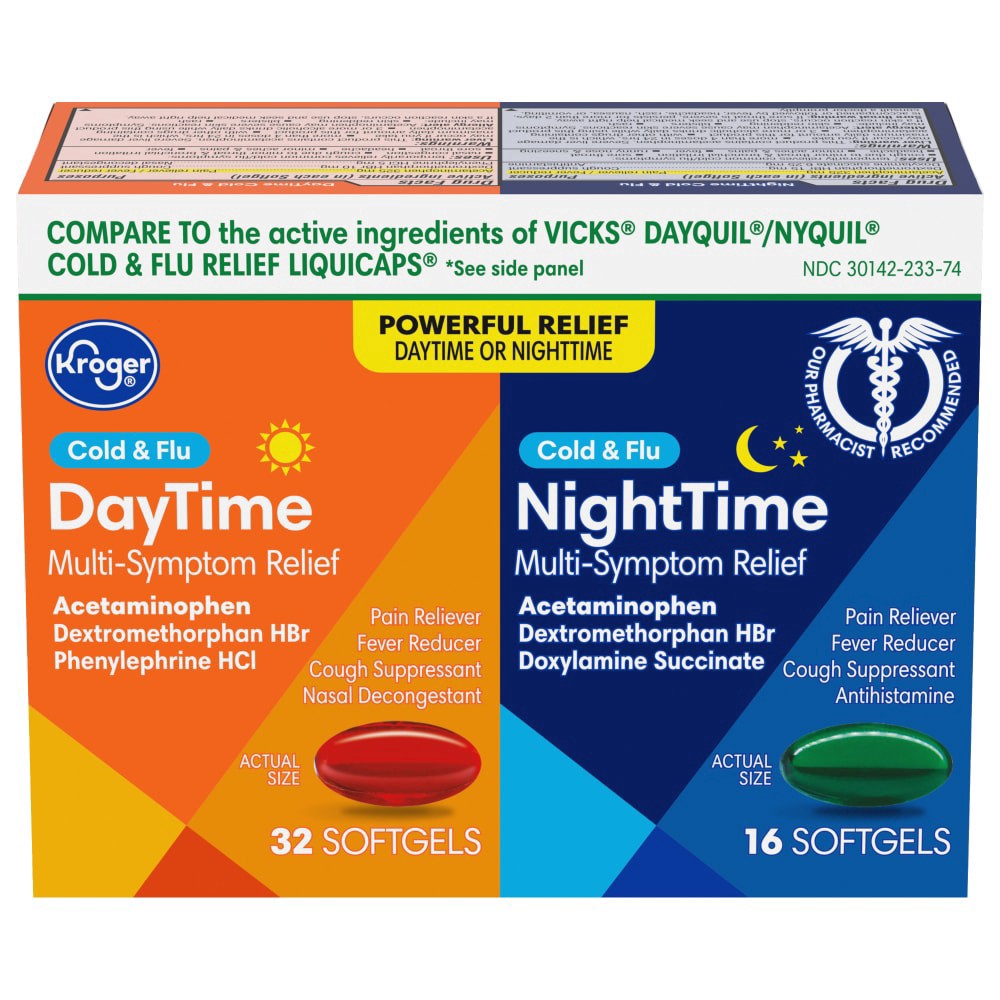 slide 2 of 4, Kroger Daytime/Nitetime Cold & Flu Softgels, 48 ct