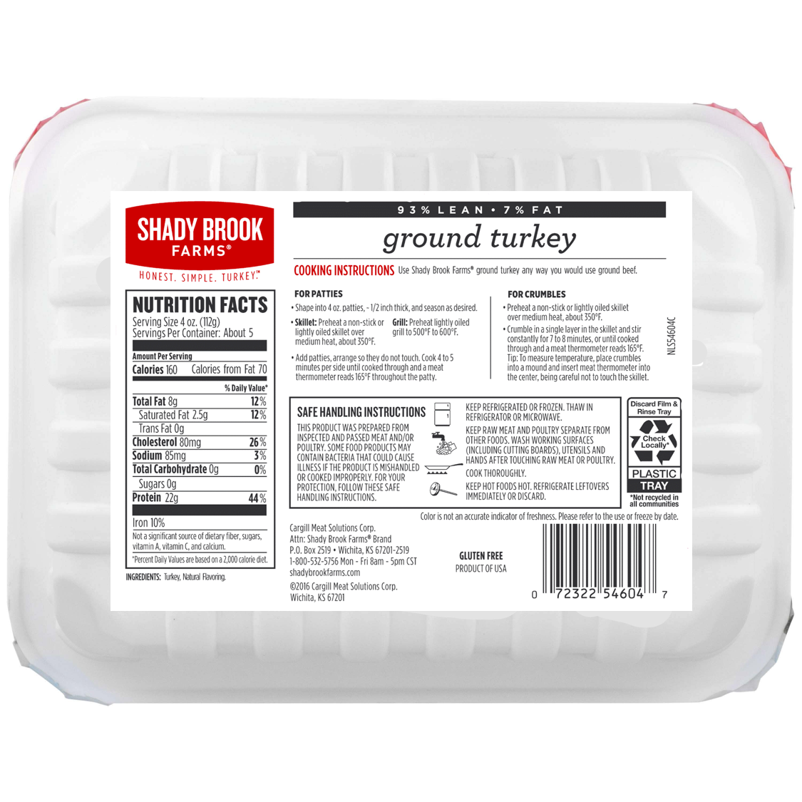 slide 3 of 9, Shady Brook Farms 93% Lean / 7% Fat Ground Turkey Tray, Fresh, 1.3 lbs., 1.3 lb