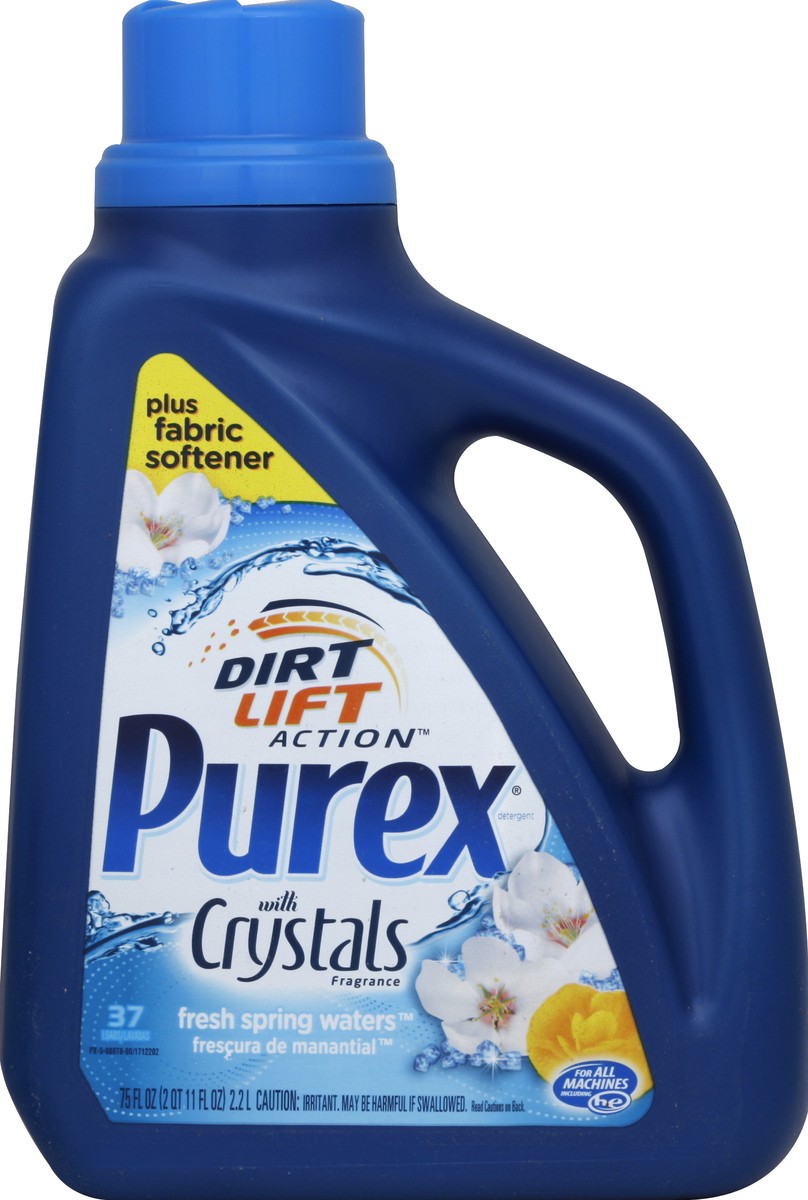 slide 3 of 3, Purex Liquid Laundry Detergent with Crystals Fragrance, Fresh Spring Waters, 75 Fluid Ounces, 57 Loads, 75 fl oz