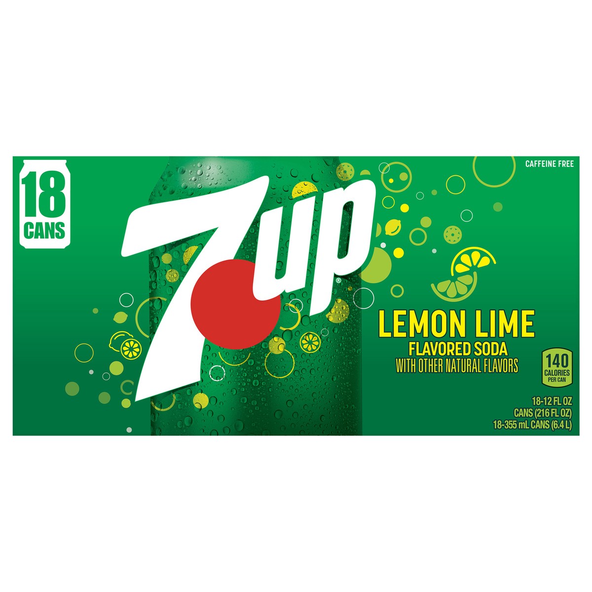 slide 1 of 3, 7UP Lemon Lime Soda, 12 fl oz cans, 18 pack, 18 ct
