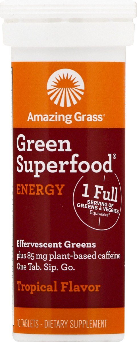 slide 13 of 13, Amazing Grass Tablets Fizzy Green Tropical Energy 10 ea, 10 ct