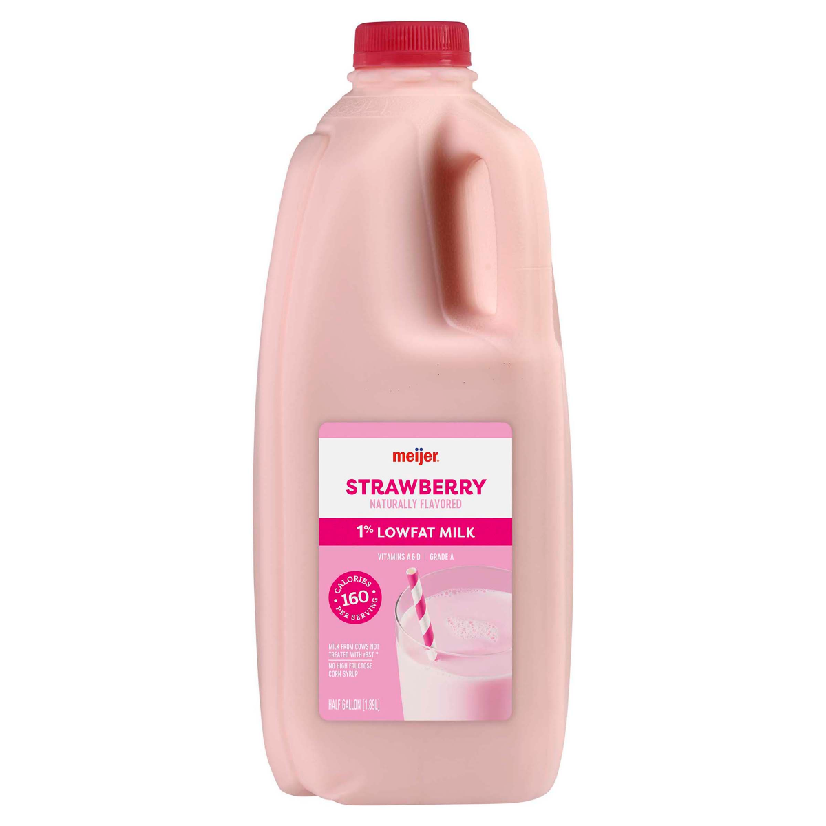 slide 1 of 5, Meijer 1% Low Fat Strawberry Milk, 1/2 gal