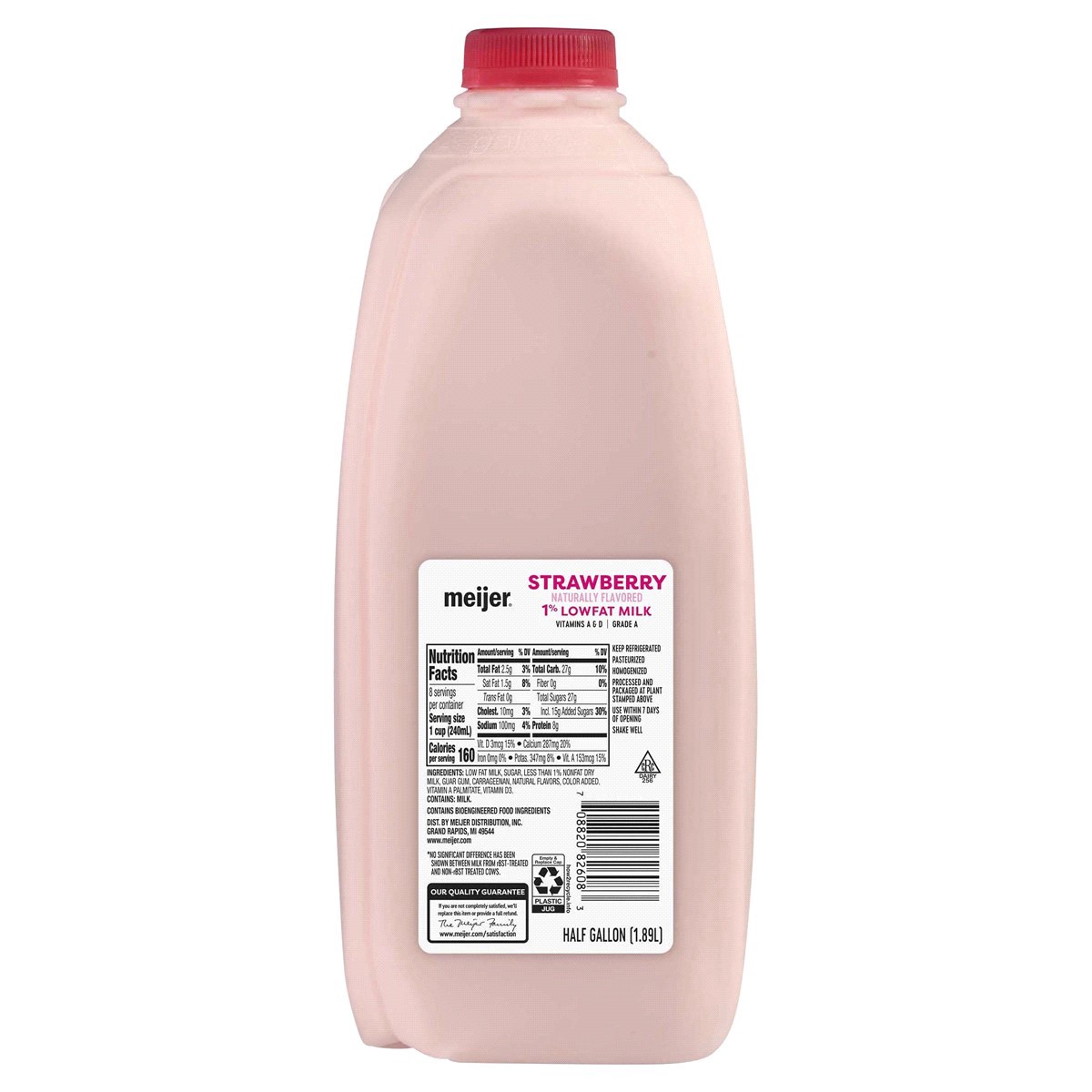 slide 5 of 5, Meijer 1% Low Fat Strawberry Milk, 1/2 gal